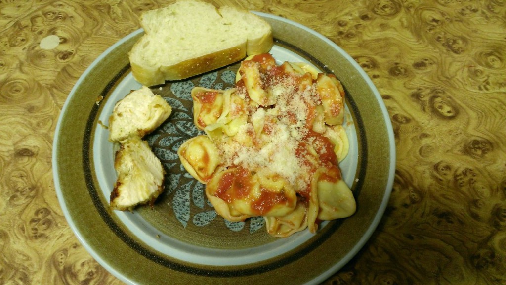 dinner-cheese-tortellini-albertsons-sourdough-french-bread-breaded-chicken