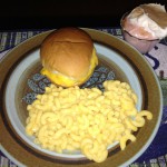 dinner-cheeseburger-velveeta-macaroni-and-cheese-yogurt-with-whipped-cream