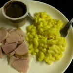 dinner-ham-macaroni-and-cheese-jell-o-chocolate-vanilla-pudding