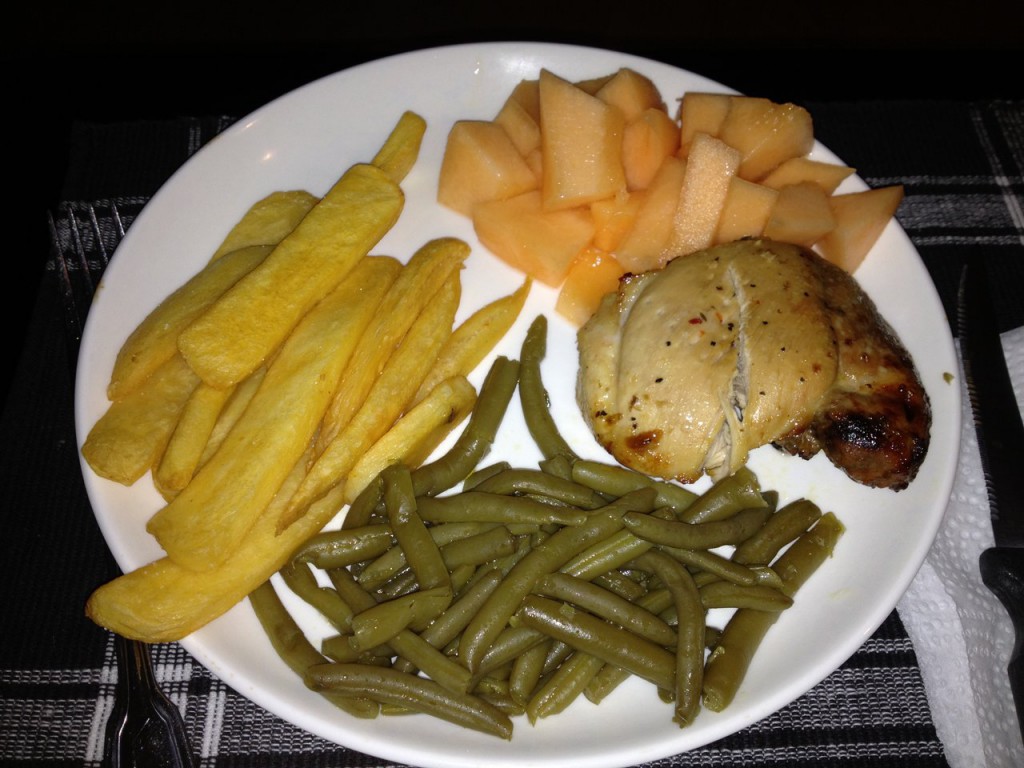 dinner-italian-chicken-french-fries-green-beans-cantaloupe