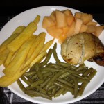 dinner-italian-chicken-french-fries-green-beans-cantaloupe