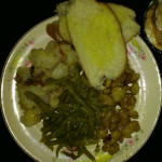 dinner-orange-chicken-bites-green-beans-diced-potatoes-apple-sauce-whipped-cream-cinnamon-buttered-french-bread