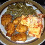 dinner-orange-chicken-cheese-ravioli-green-beans