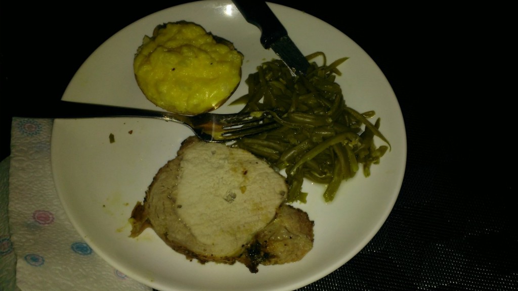 dinner-pork-cheesy-potato-green-beans