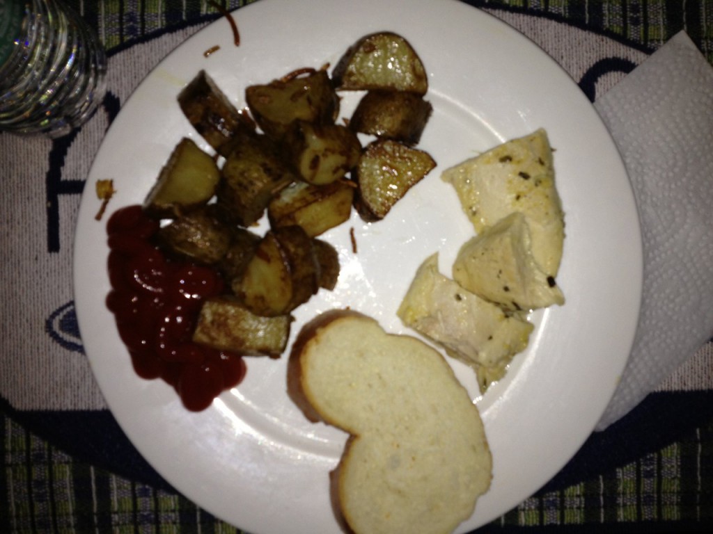 dinner-potatoes-chicken-sourdough-bread