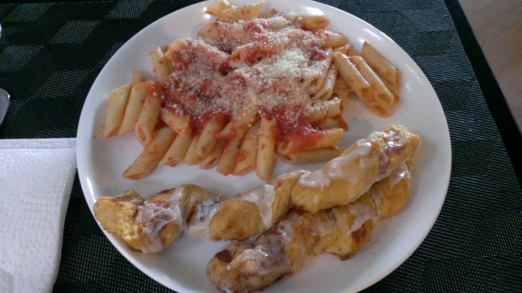 dinner-ziti-pillsbury-cinnabon-breadsticks-icing